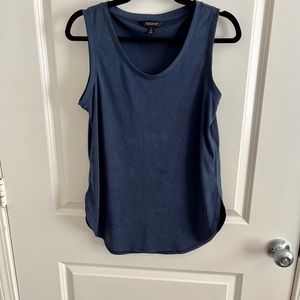 BANANA REPUBLIC sandwashed modal top in dark blue. Scoop neck. Sleeveless. S.